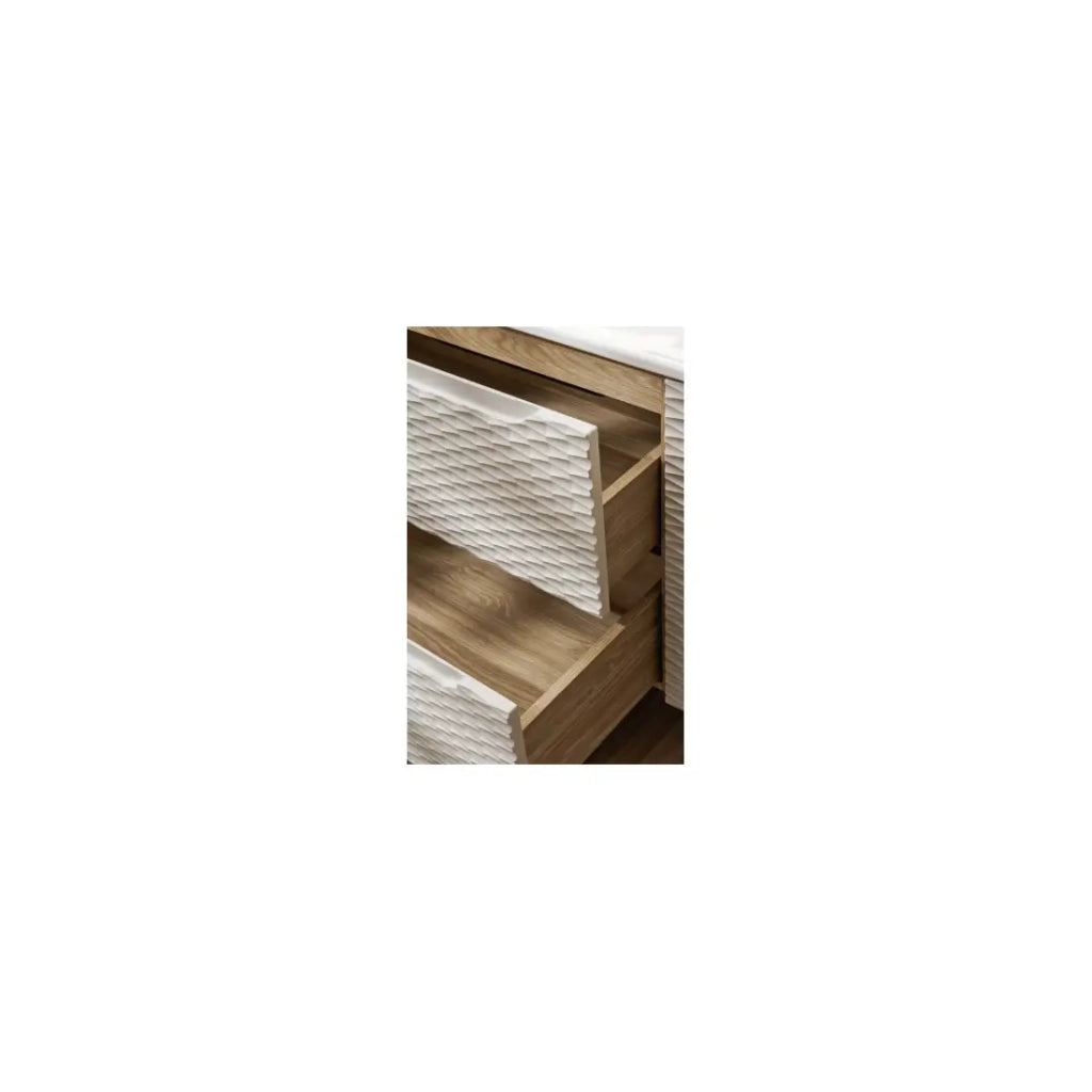 Set da bagno YOKA beige: mobile sottolavabo con cassetti 60 cm + piano per lavabo + lavabo