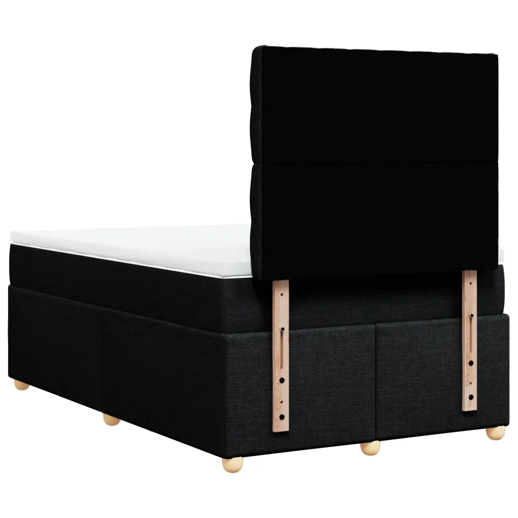 Giroletto a Molle con Materasso Nero 120x200 cm in Tessuto