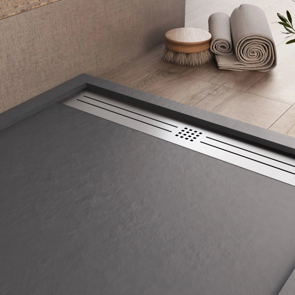 Piatto doccia in marmoresina grigio scuro effetto pietra cemento relax, misura 70x150