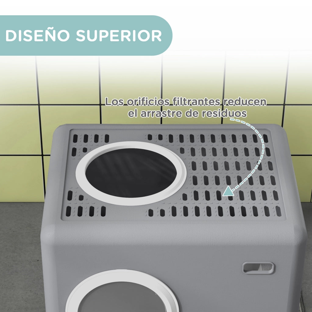 Arenero per Gatti con Vassoio Estraibile ¨C Minimal ¨C 52x41x38,5 cm Grigio