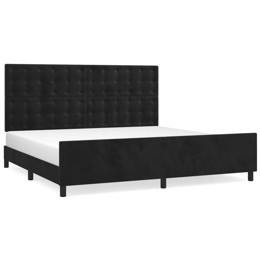 Giroletto senza Materasso-Struttura Letto Nero 200x200 cm in Velluto 900155