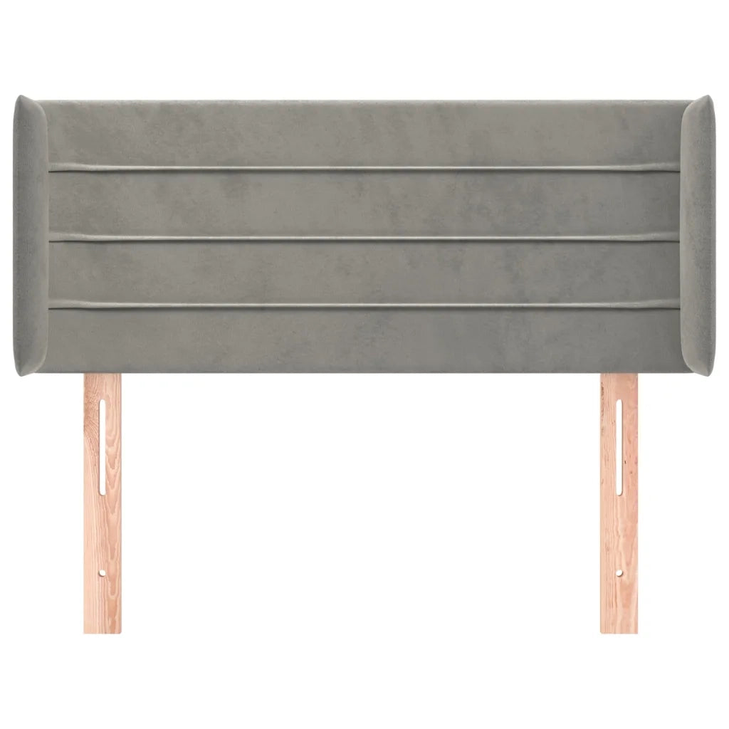 Testiera | Testata ad Orecchio Grigio Chiaro 83x16x78/88 cm in Velluto