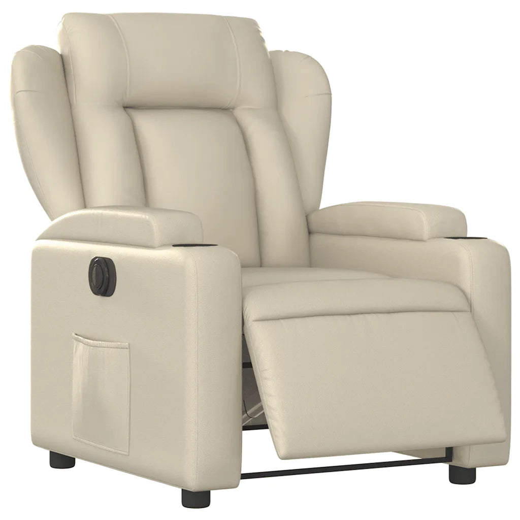 Poltrona | Sedia Relax Reclinabile Elettrica Crema in Similpelle