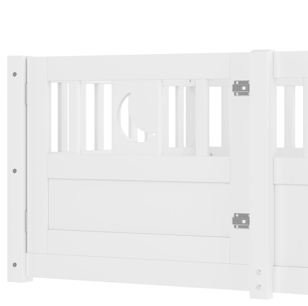 Letto per bambini 90x190 cm con spondine di sicurezza e chiusura; in pino e multistrato bianco