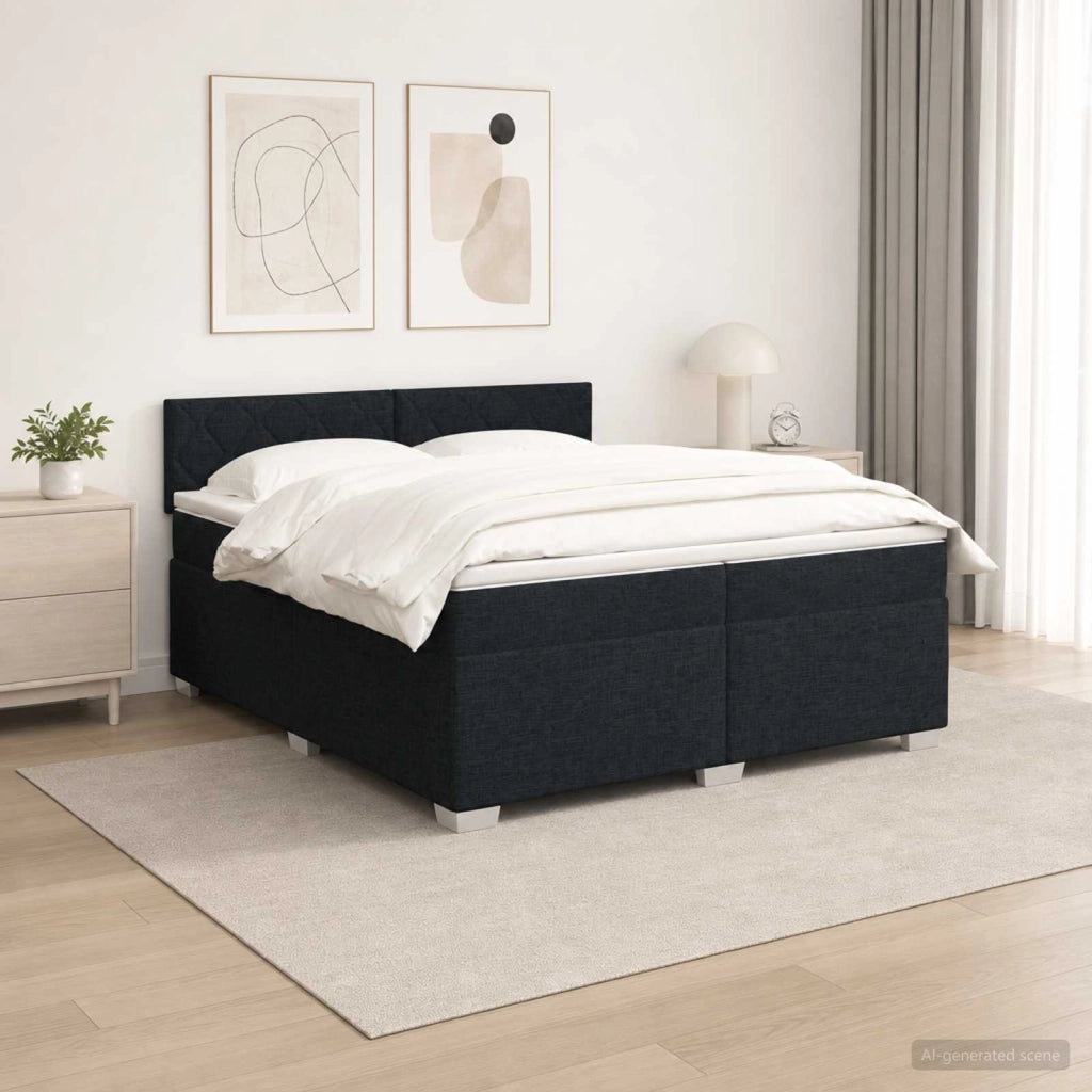 Letto con Box Spring, Materasso e LED Nero 200 x 200 cm Tessuto 3452031