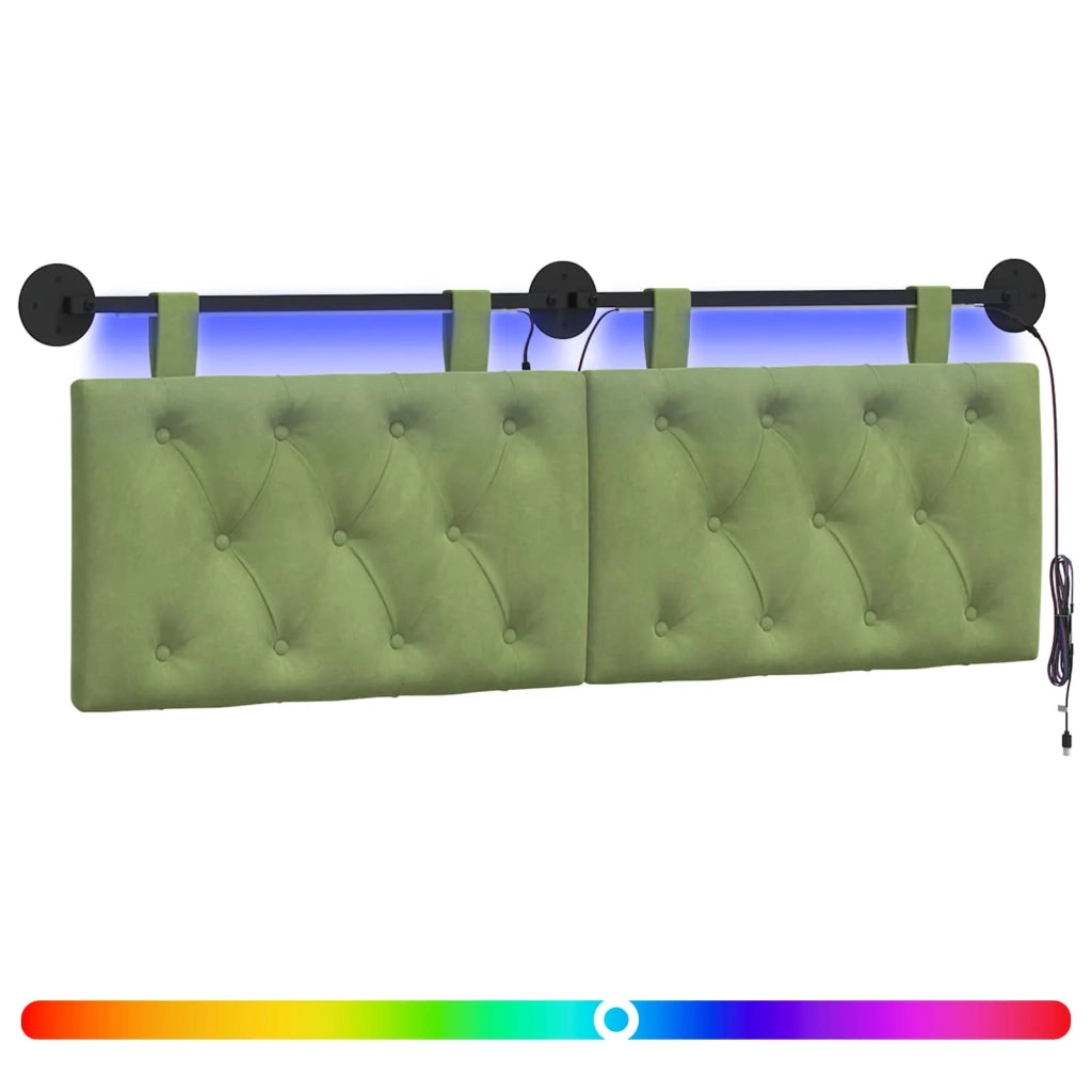 Testiera | Testata sospesa Con luce LED Verde chiaro Velluto
