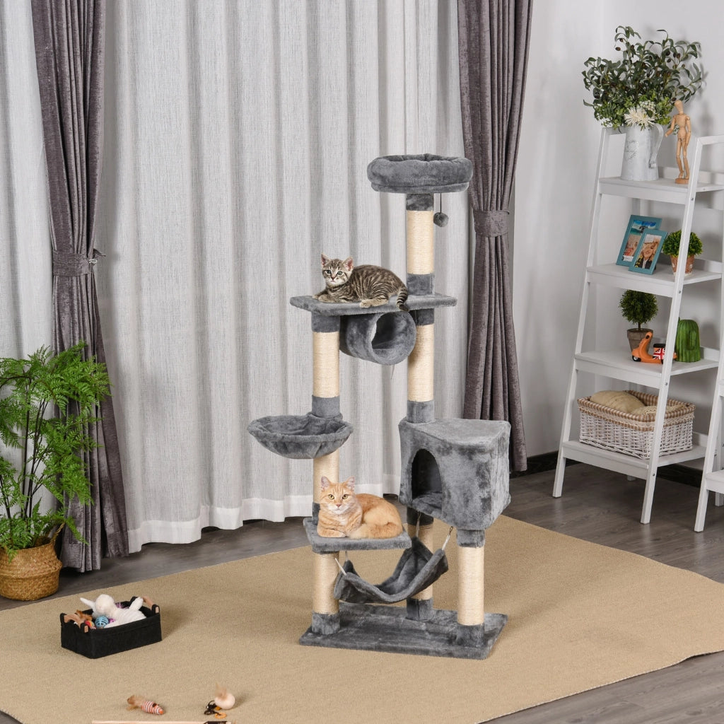 Tiragraffi per Gatti con Cuccia e Amaca ¨C Minimal ¨C Grigio