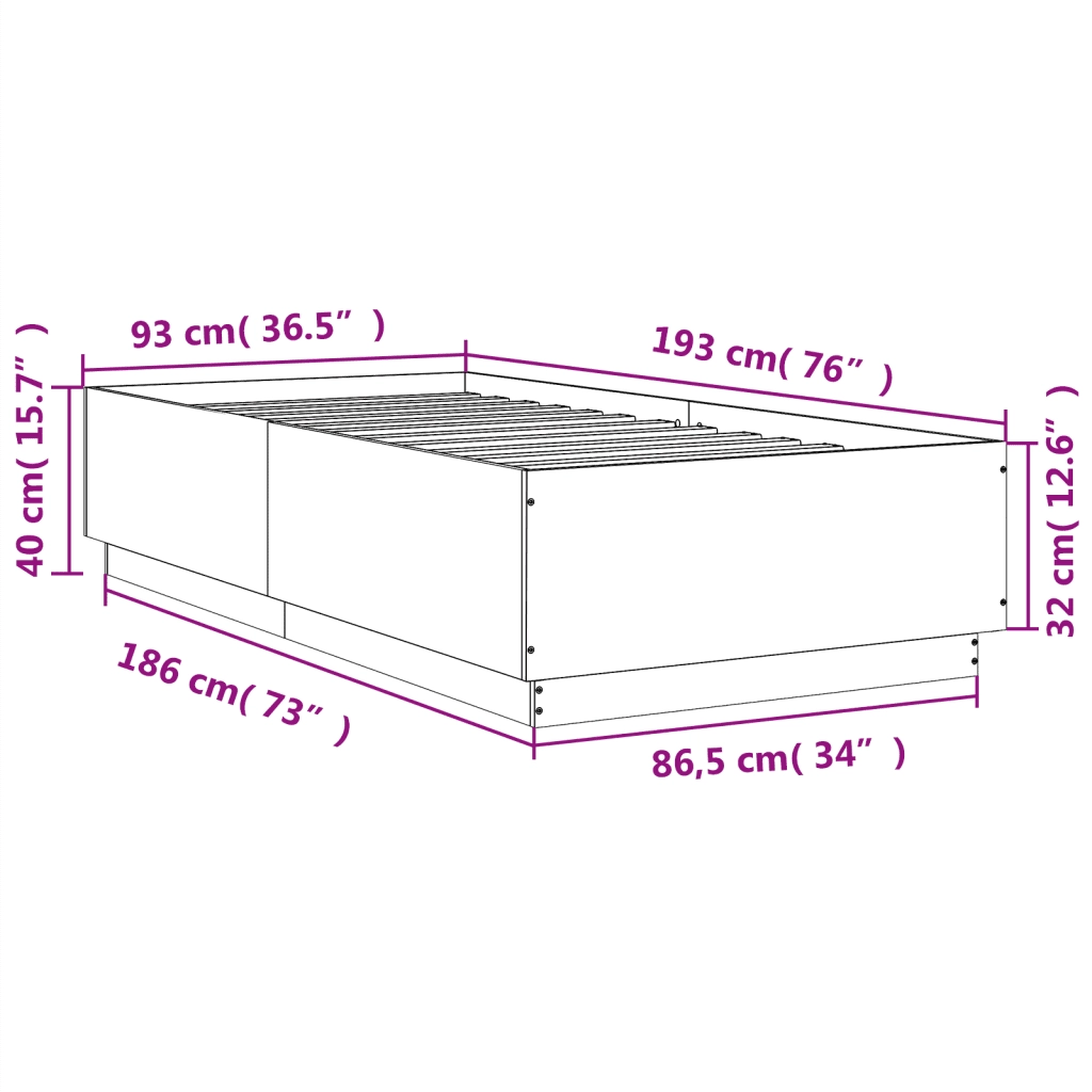 Giroletto-Struttura Letto Bianco 90x190 cm in Legno Multistrato 469503
