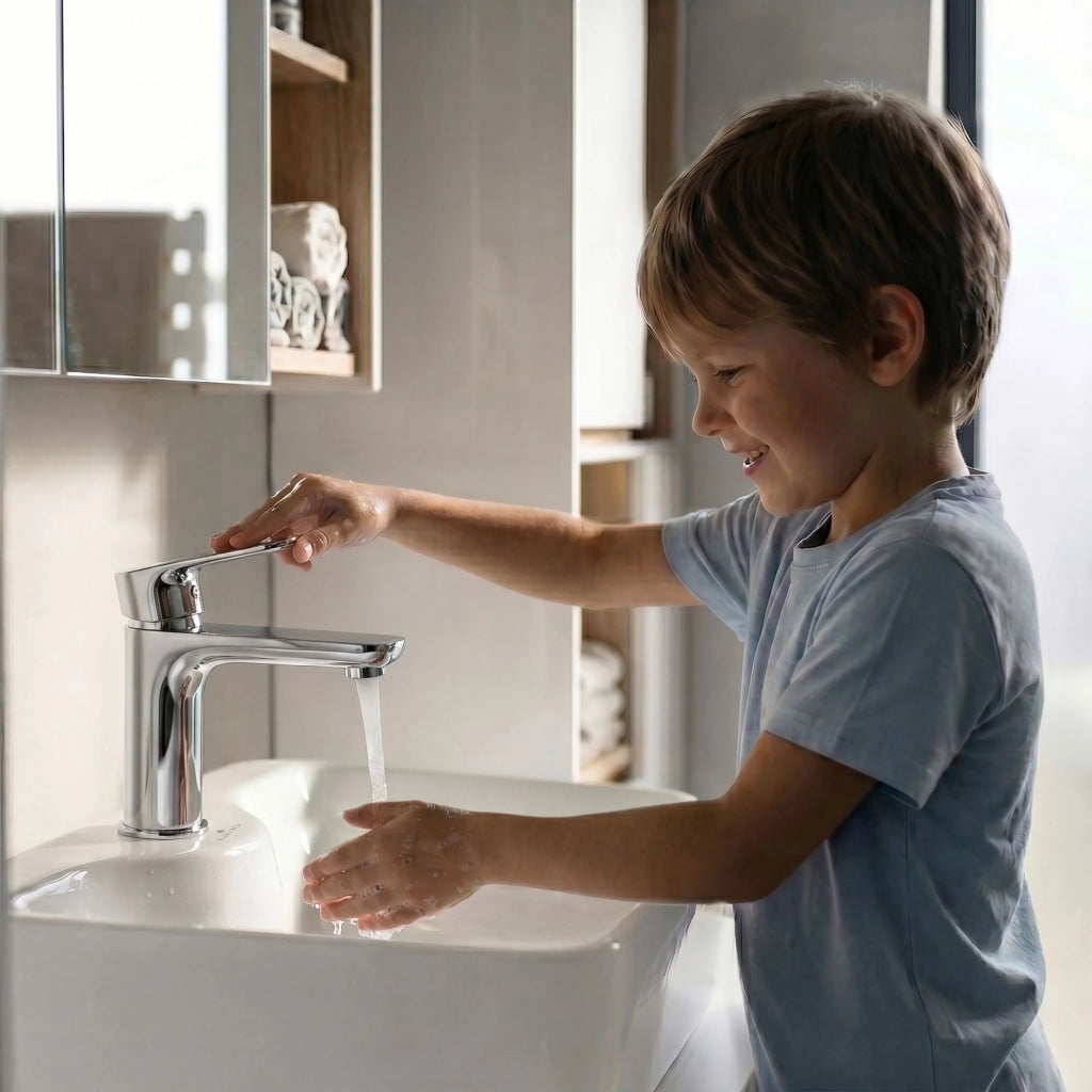 Rubinetto lavabo basso bagno miscelatore monocomando cromato AXON