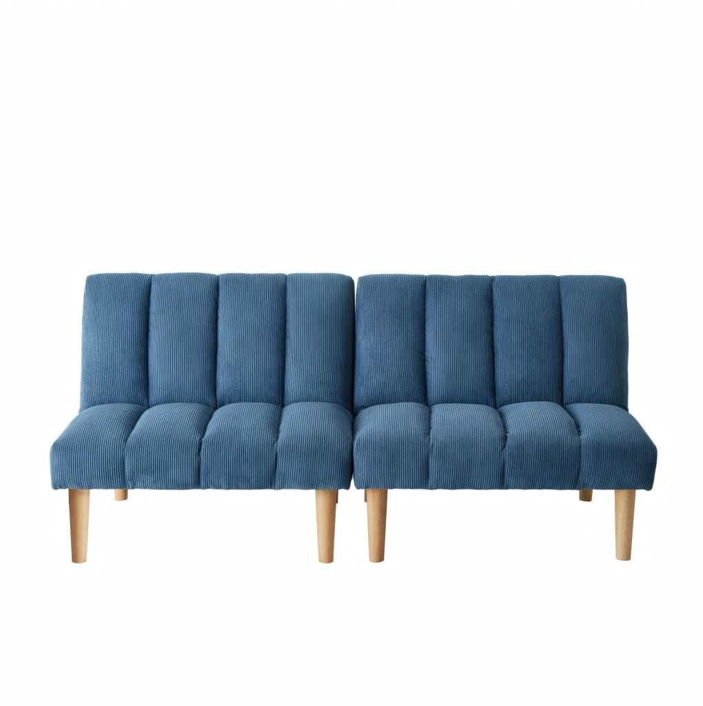 Divano letto 167x82x72 cm blu in velluto a coste - schienale regolabile in 3 posizioni
