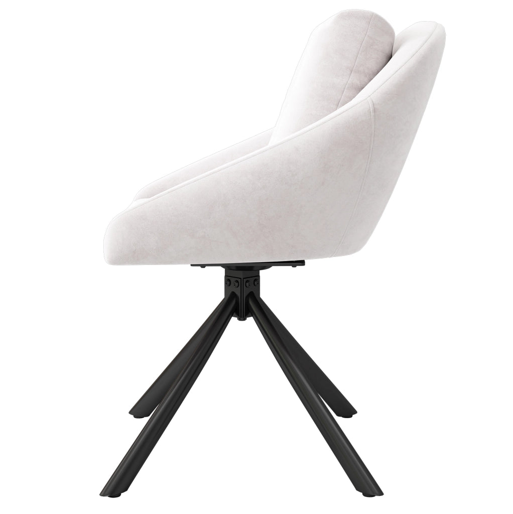 Set di 4 sedie girevoli a 360¡ã con rivestimento in velluto beige e struttura in metallo