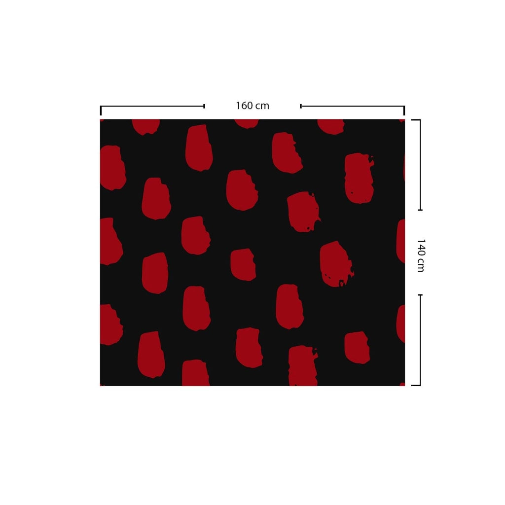 Tovaglia in poliestere al 100%, idrorepellente, dimensioni 140x160 cm, colore rosso e nero