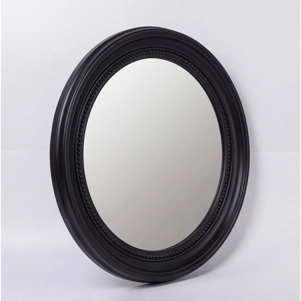 Specchio Decorativo Rotondo MR512 da Parete 45x45 cm Nero con Bordo Interno Perlinato