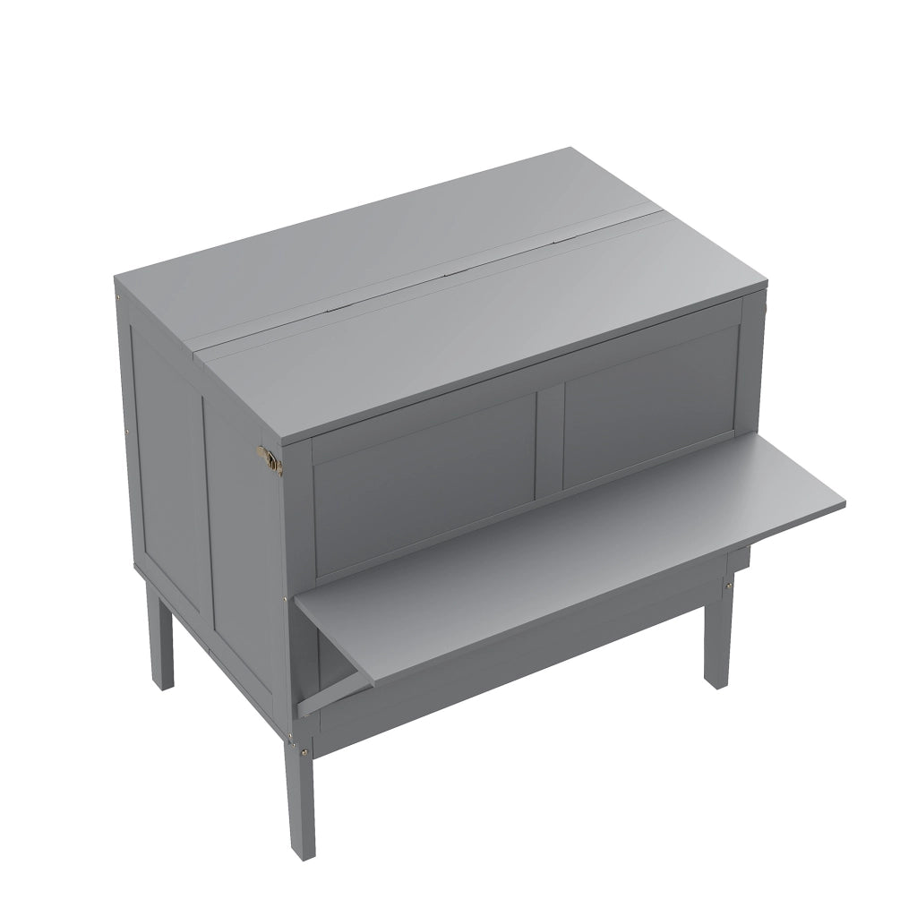 Letto a scomparsa verticale 90x200 cm con rete a doghe, grigio