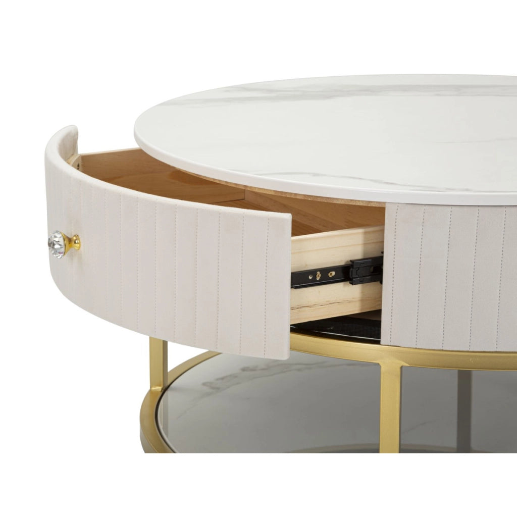 Tavolino VKH529, Bianco, Legno, 75x75x36 cm