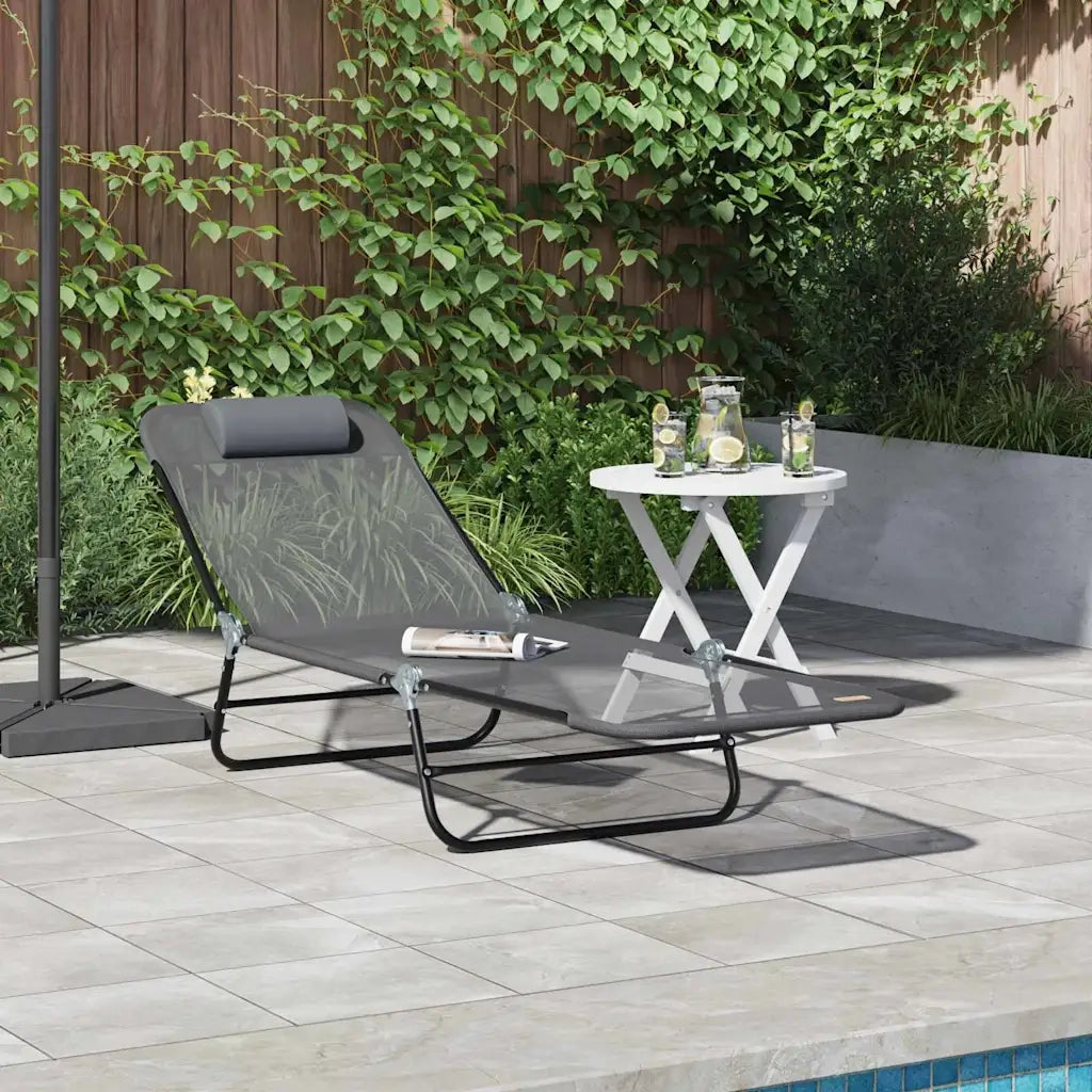 Lettino Prendisole | Sdraio da giardino | Lettino da sole pieghevole Grigio 182 x 55 x 85,5 cm