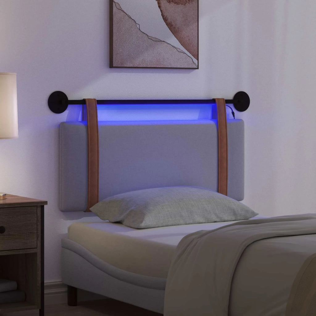 Testiera sospesa Con luce LED Grigio Chiaro PU Antico 3423894