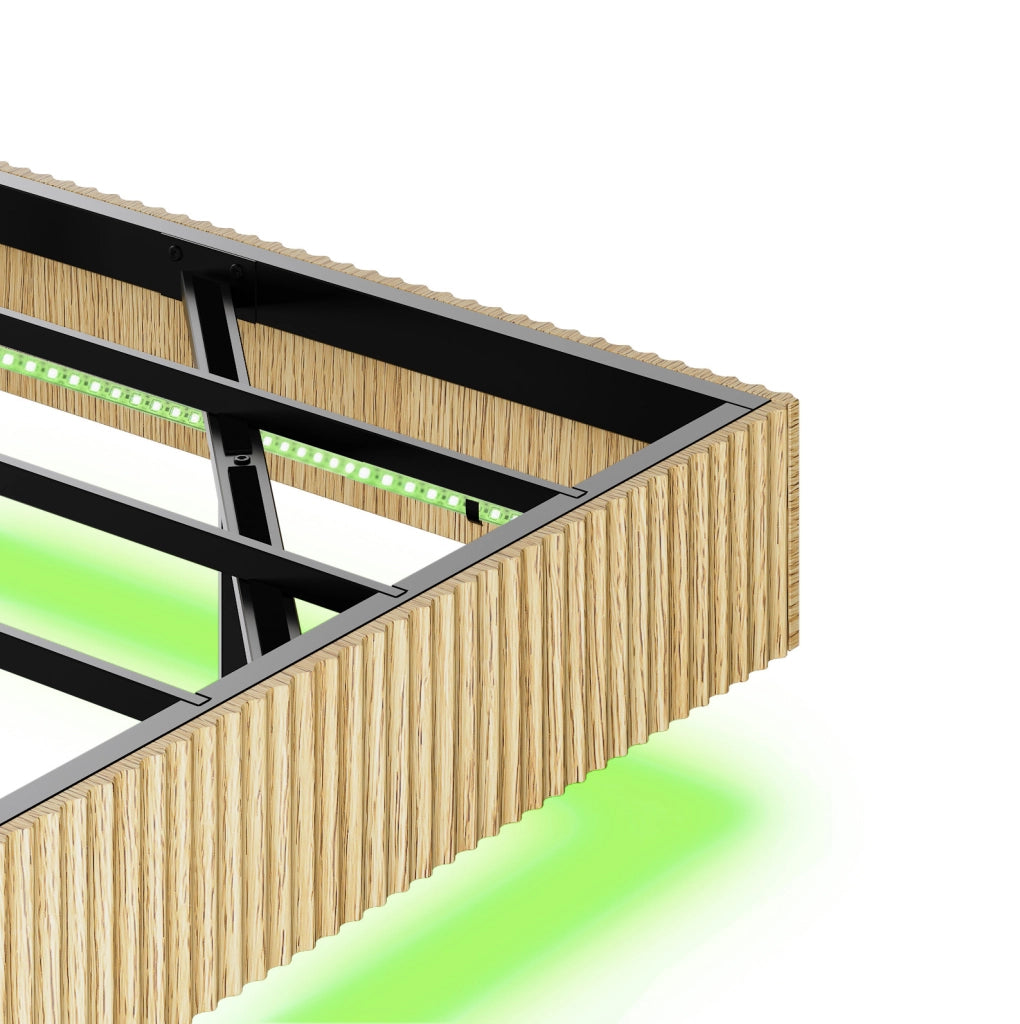 LETTO Fluttuante 210,5x184x99,7 cm Naturale con LED RGB e Presa