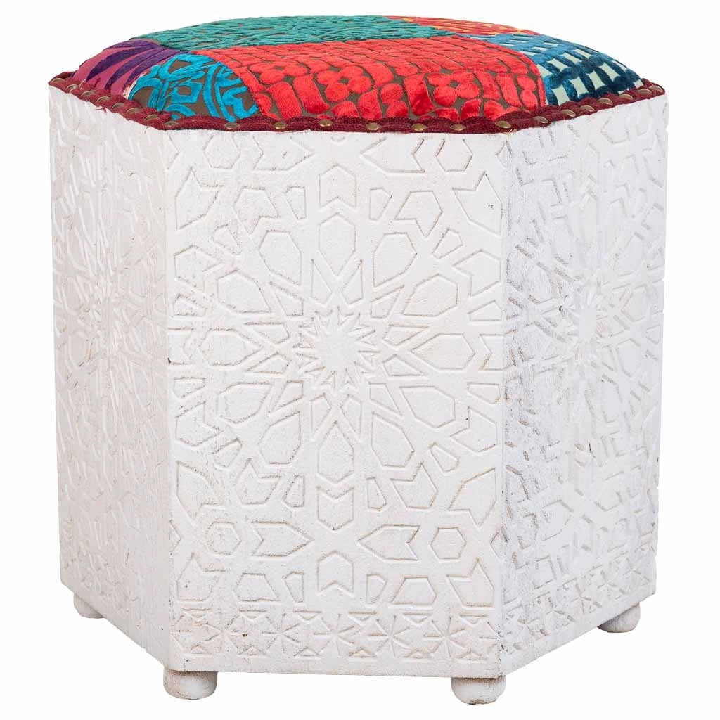 Sgabello in legno bianco 46x46x41h