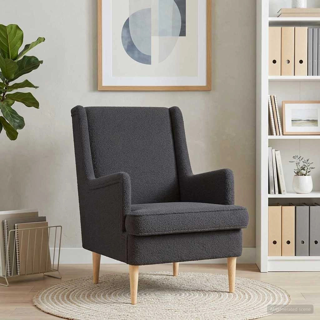 Poltrona Grigio Scuro Bouclé 42029959
