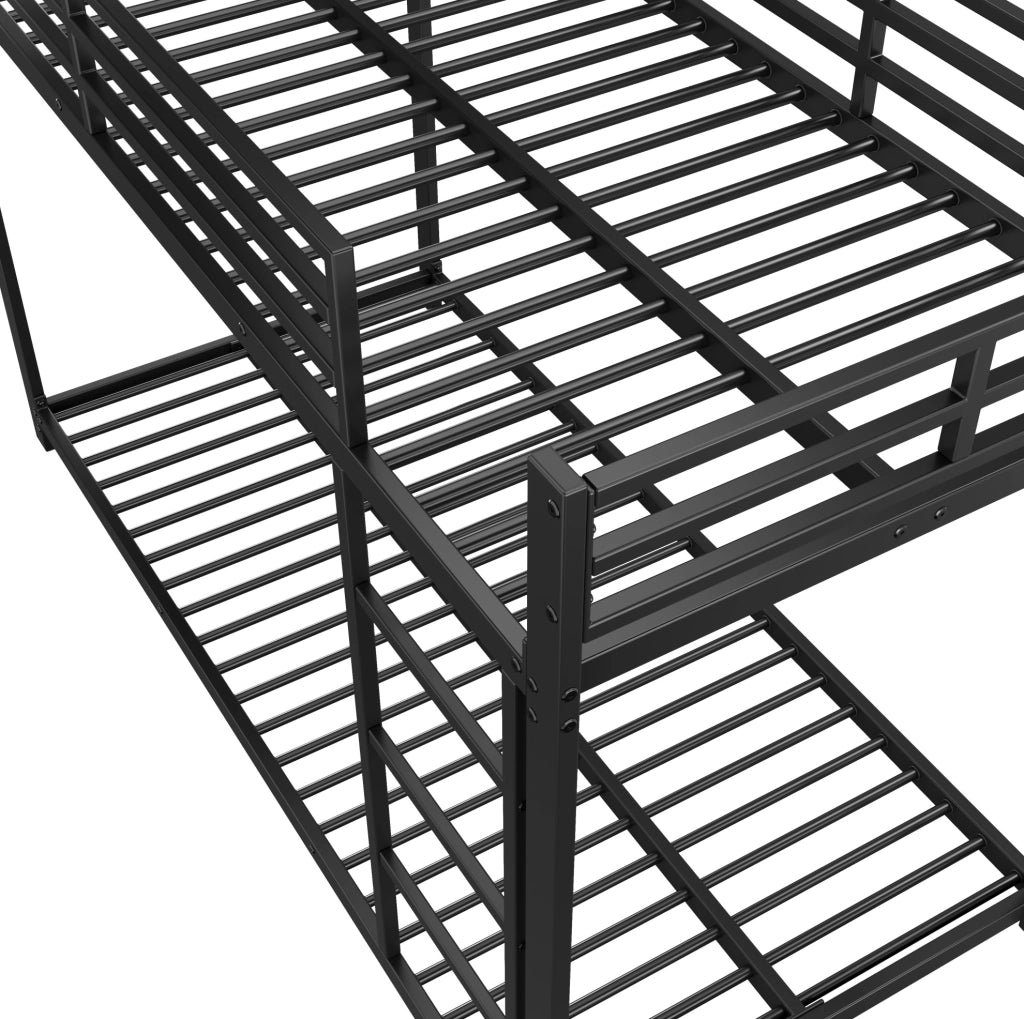 Letto a castello per bambini 90x200 cm con struttura in metallo nero e sponde