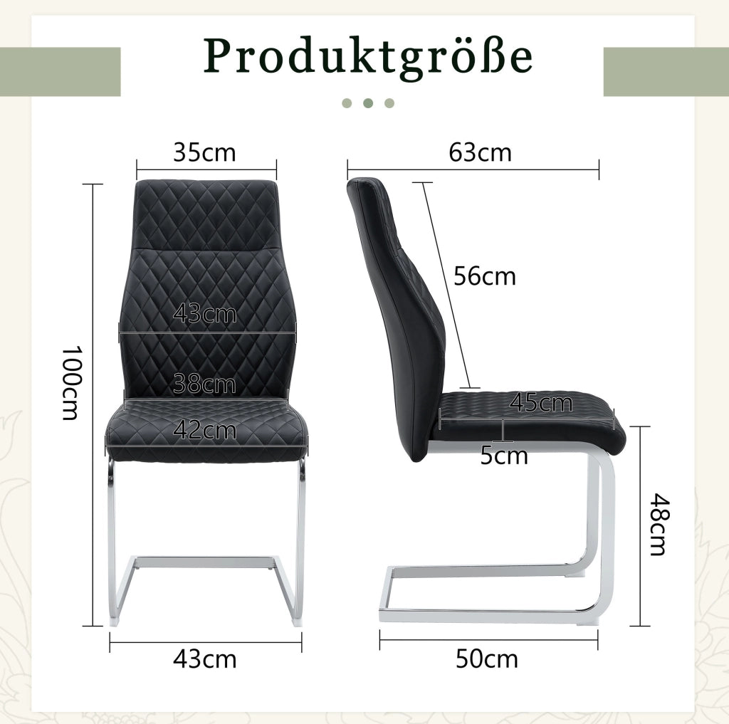 Set 2 sedie da pranzo ULEVR con schienale alto, imbottitura da 5 cm e rivestimento in similpelle nero