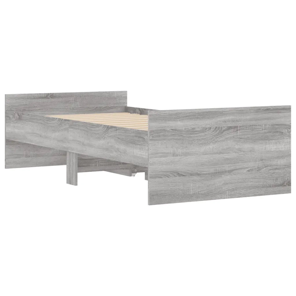 Letto singolo | Letto per adulti | Giroletto con Cassetti Grigio Sonoma 75x190 cm Small Single