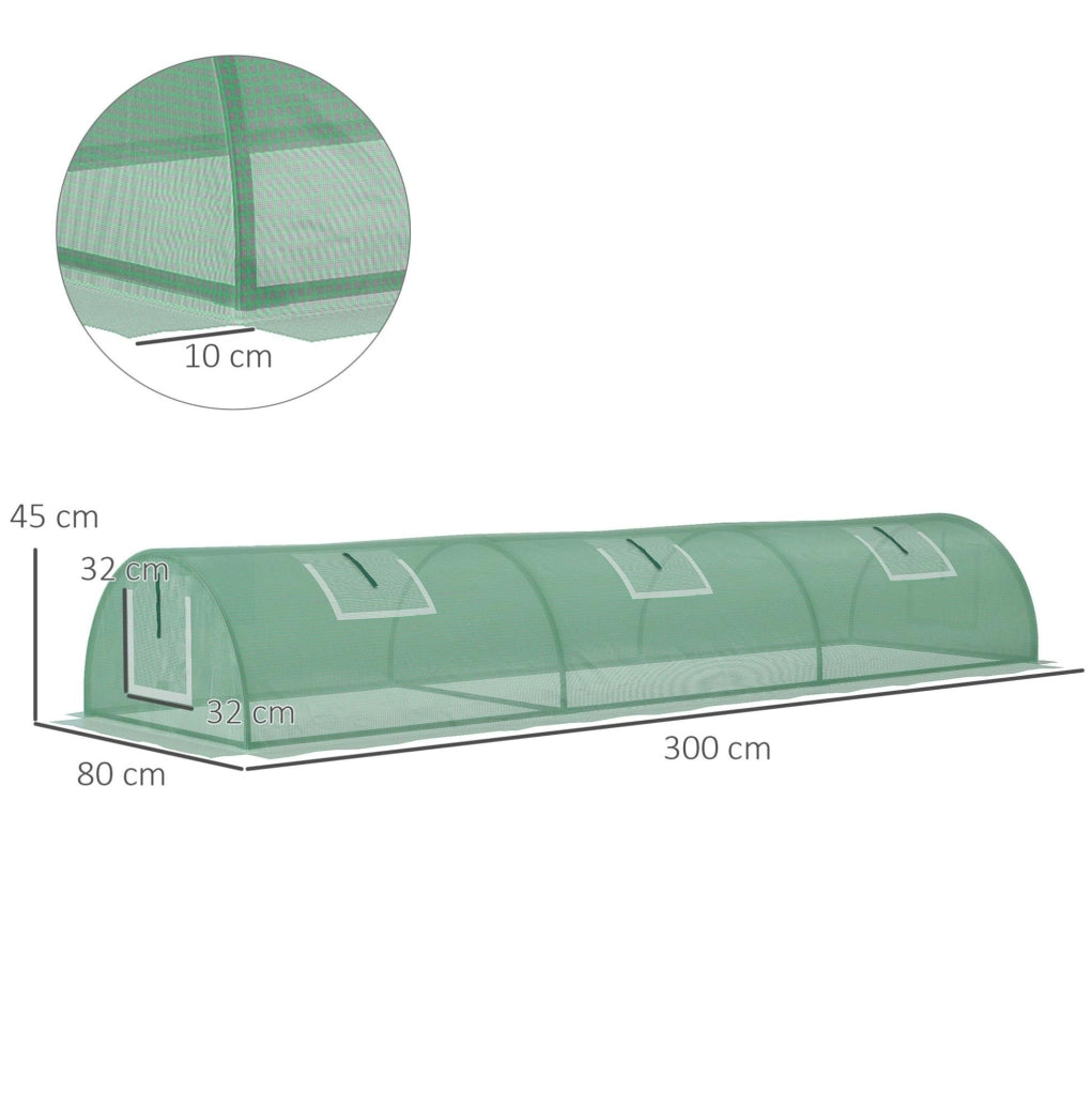 Serra a tunnel da esterno 300 x 80 x 45 cm verde
