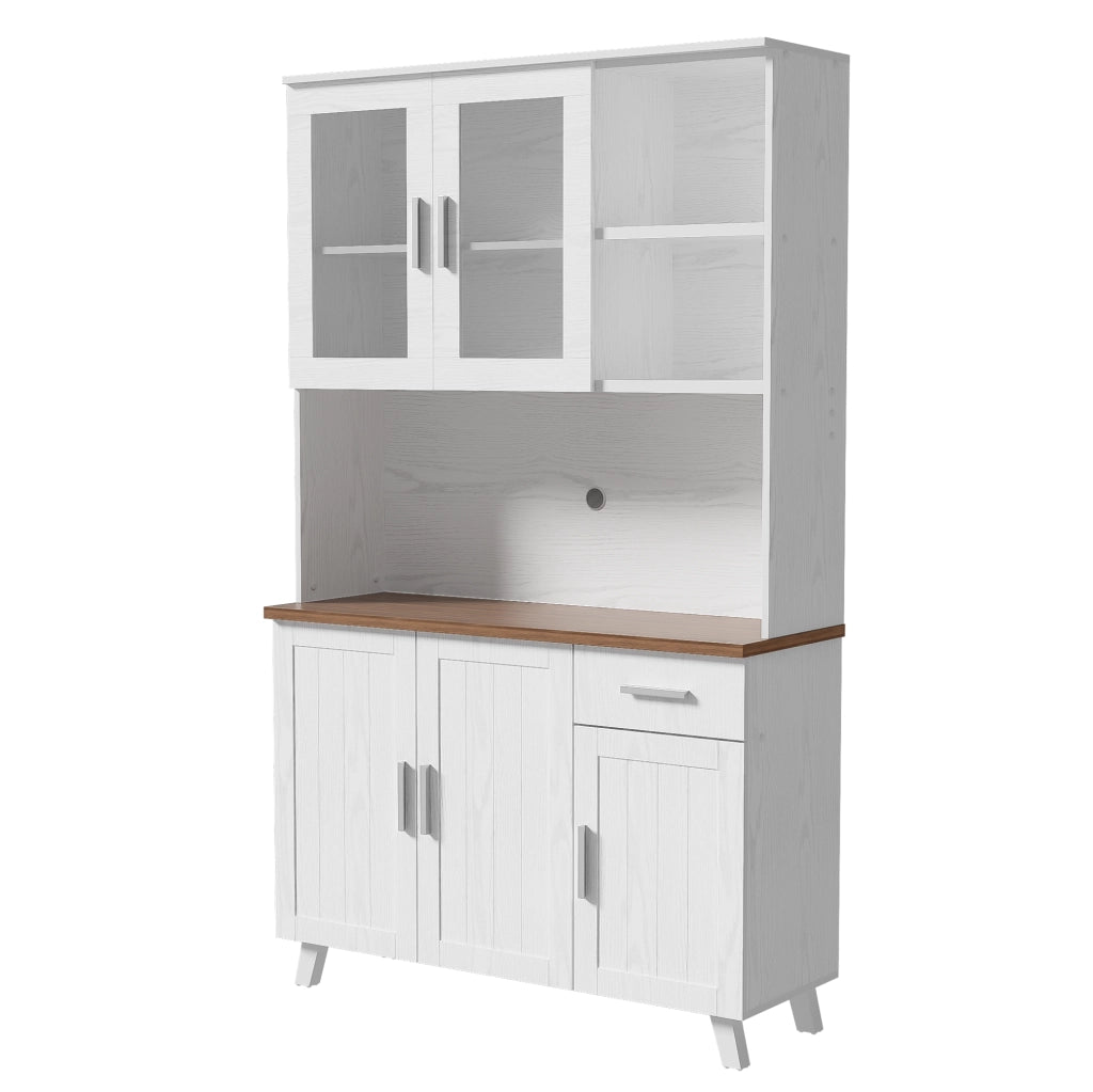 Mobile alto rustico 114x40x190 cm con vetrina e cassetto