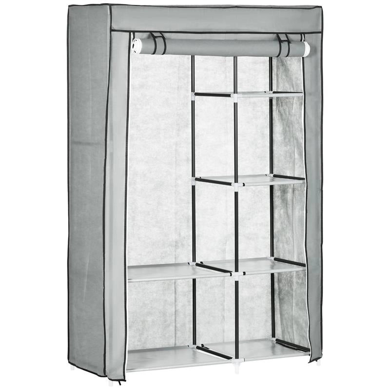 ARMADIO GUARDAROBA PORTATILE CON 6 RIPIANI APERTI 103X43X162.5 CM GRIGIO