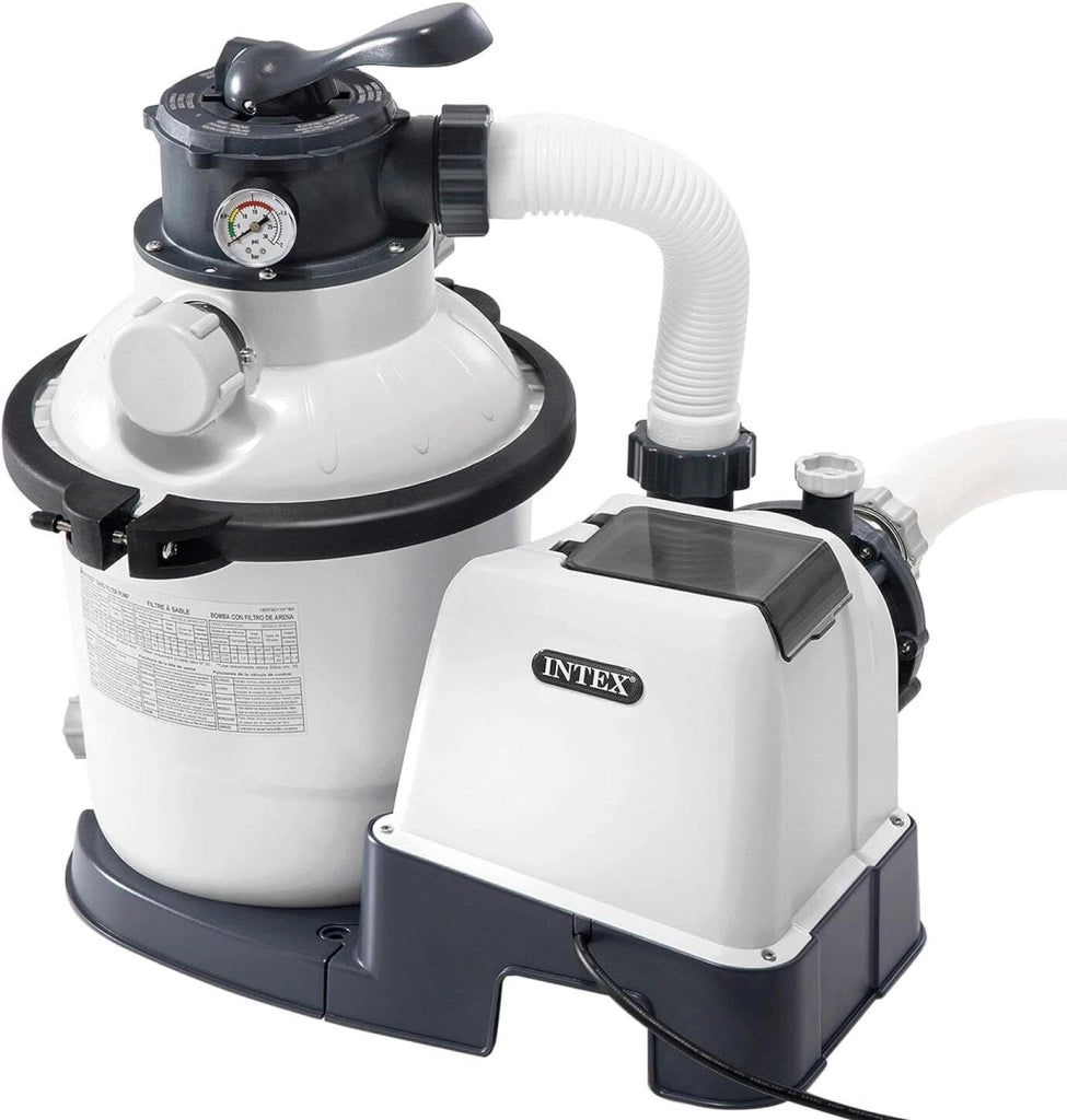 Intex 26644 Krystal Clear Pompa Filtro a Sabbia 4500 L-h valvola 6 vie timer 24h sabbia 12 Kg colore Nero Bianco