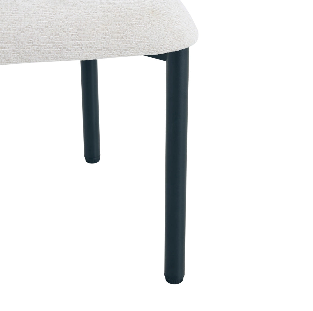 Set 2 sedie da pranzo imbottite in tessuto beige con struttura in metallo nero HOMVRA