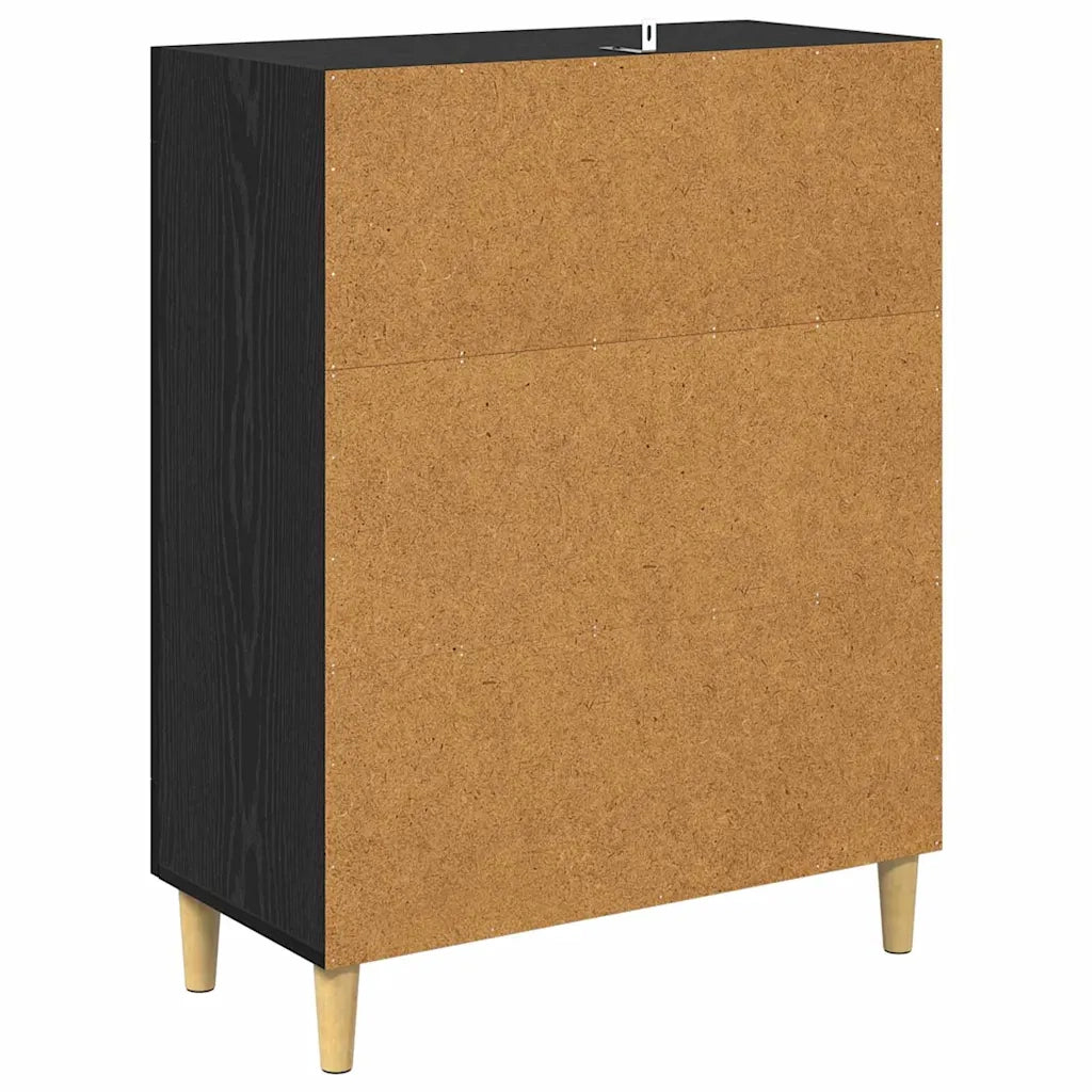 Credenza | Madia | Buffet da pranzo | Armadio da pranzo Rovere Nero 69,5 x 34 x 90 cm Legno multistrato