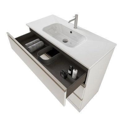 Mobile bagno 100 cm bianco opaco con specchio e lavabo incluso Master