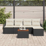 Set Divano da Giardino 6 pcs Nero e Crema polyrattan 3356108