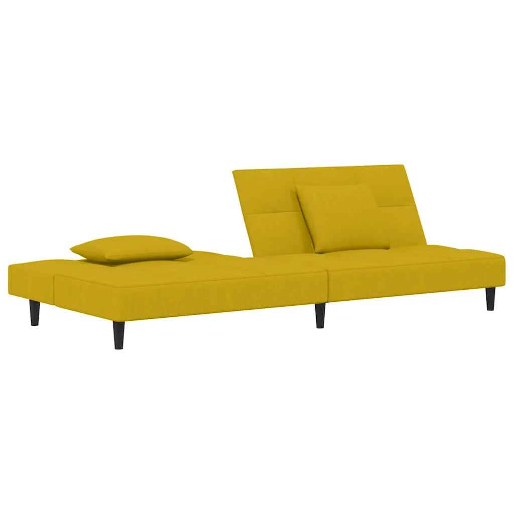Divano Letto a 2 Posti con 2 Cuscini Giallo in Velluto 375813