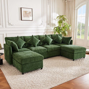 Divano modulare trasformabile in U e L 278x161x81 cm in ciniglia verde