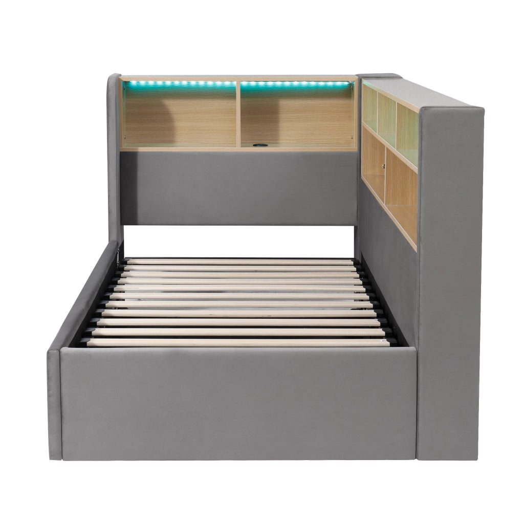 letto imbottito velluto grigio 110 x 225 cm