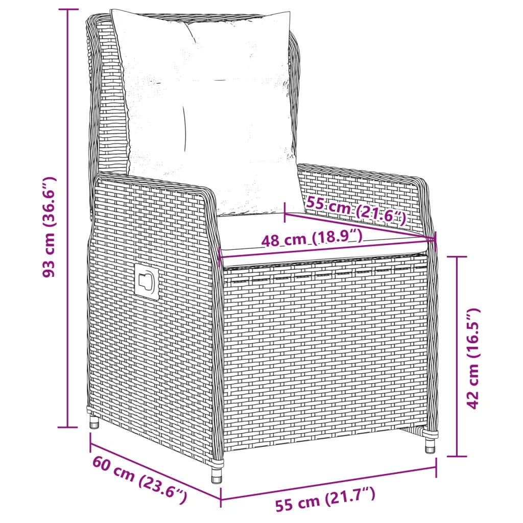 Set da Pranzo da Giardino 5 pz con Cuscini in Polyrattan Grigio 3262863