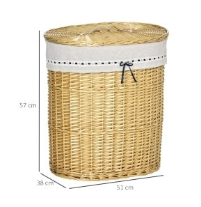 Cesto portabiancheria con coperchio in rattan naturale 100 L