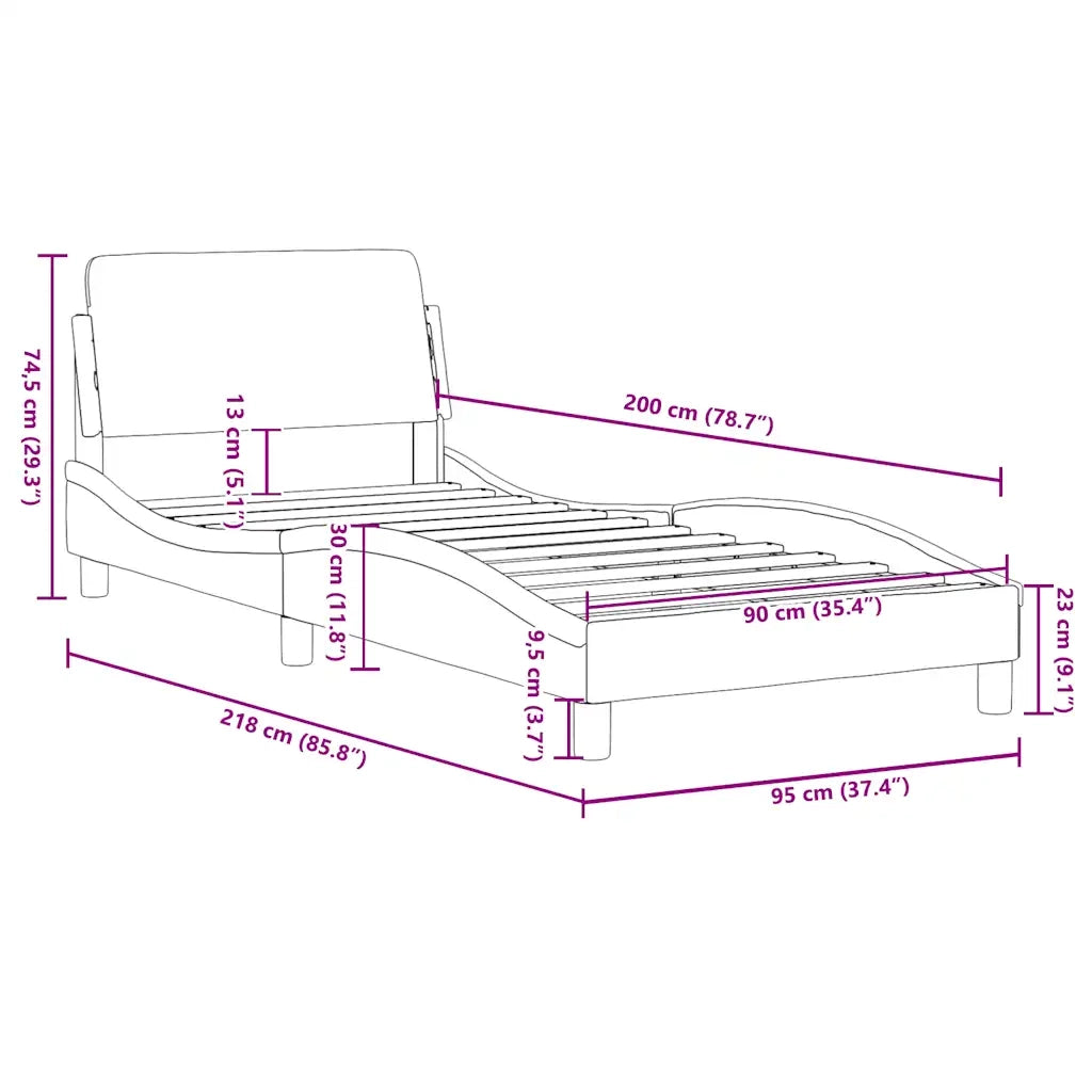 Letto singolo | Letto per adulti | Giroletto Dover Crema 90x200 cm in Similpelle
