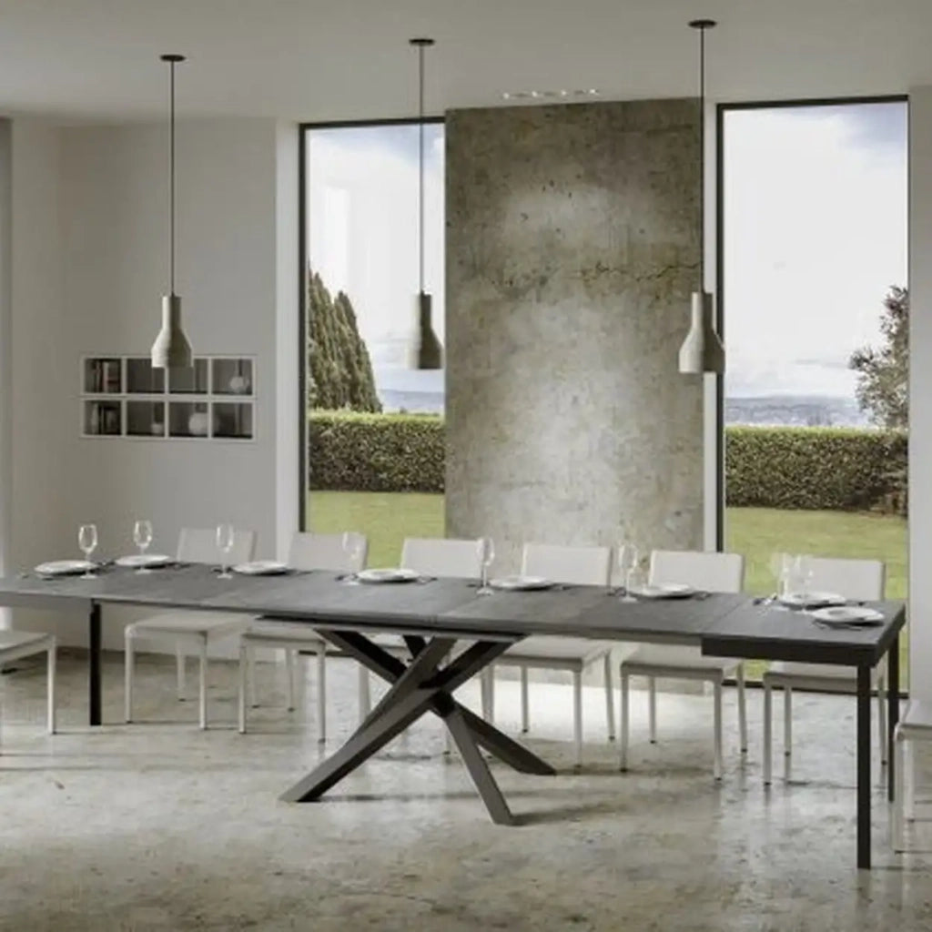 Tavolo allungabile 160/420x90 cm Volantis Evolution colore cemento telaio e gambe antracite