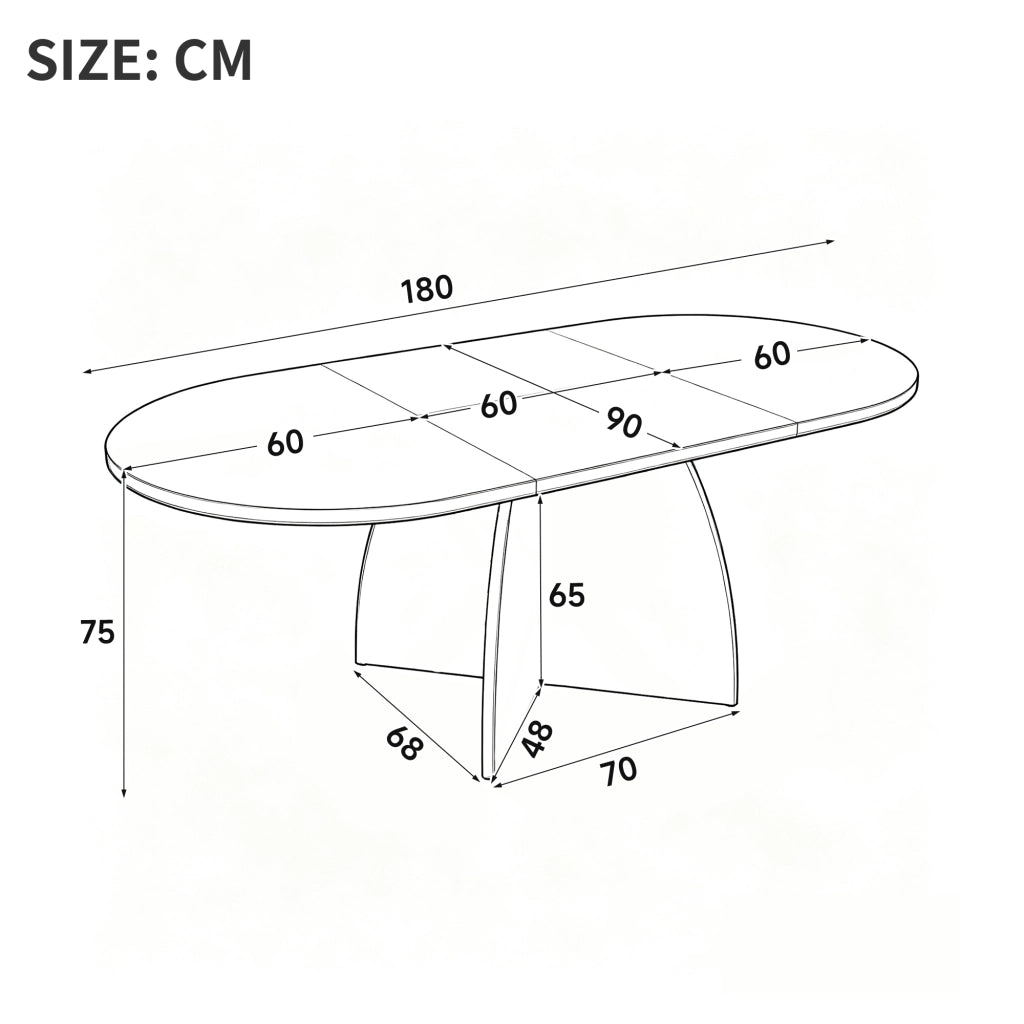 Tavolo da pranzo allungabile con piano in MDF da 18 mm e angoli arrotondati colore noce