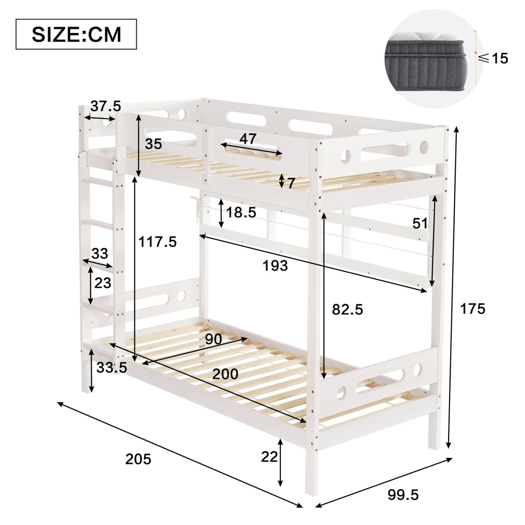 Desviae Letto a castello per bambini 90 × 200 cm con scala a 5 gradini cassetti su ruote ripiani struttura in legno e MDF