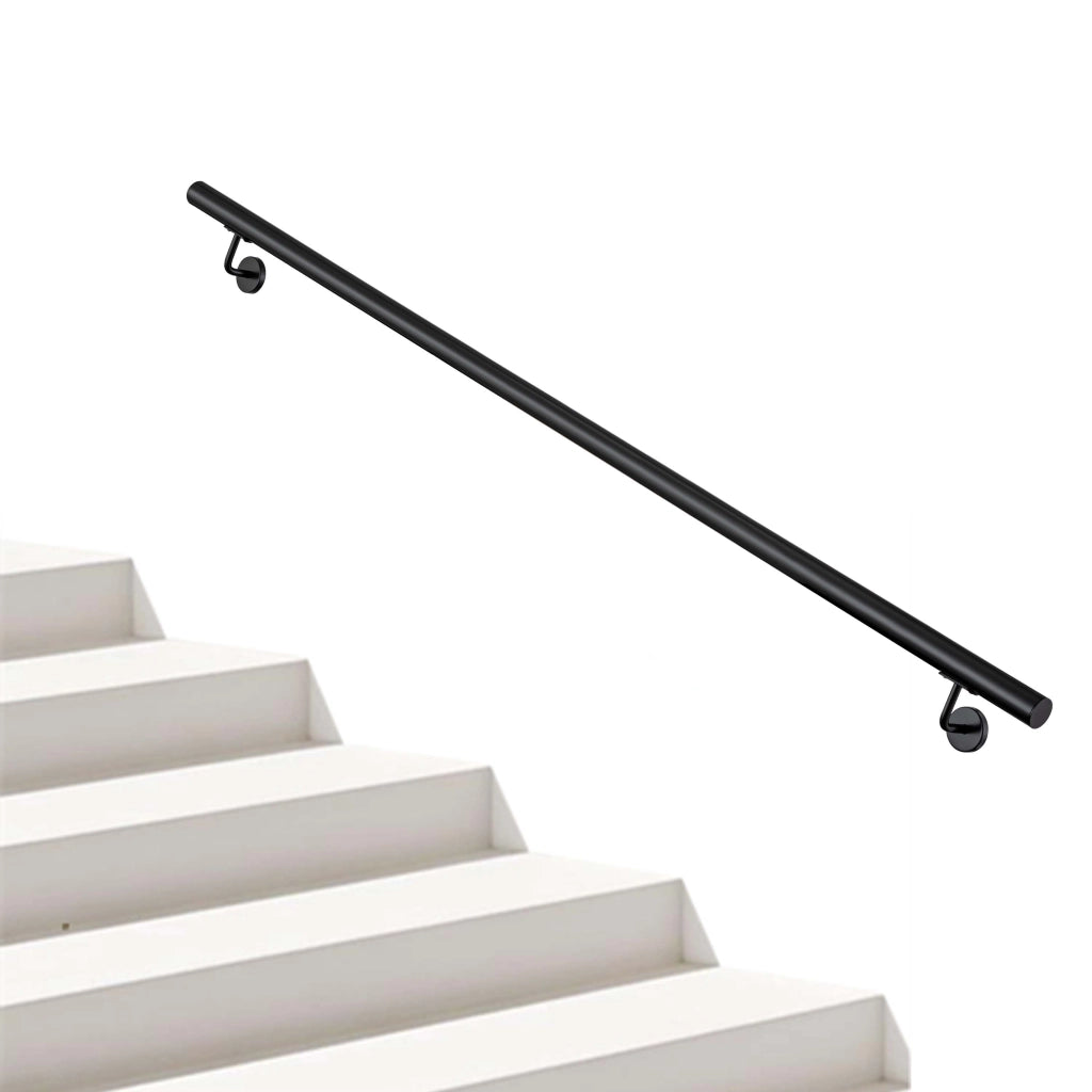 Corrimano a parete in acciaio kit inox AISI 304 nero , Lunghezza 180 cm, Ø 42,4 mm, uso interno ed esterno