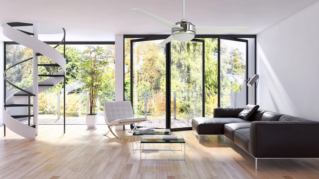 Vam Ventilatore da soffitto Cromato 132 cm luce 2xE27 & Telecomando con Sensore Temperatura