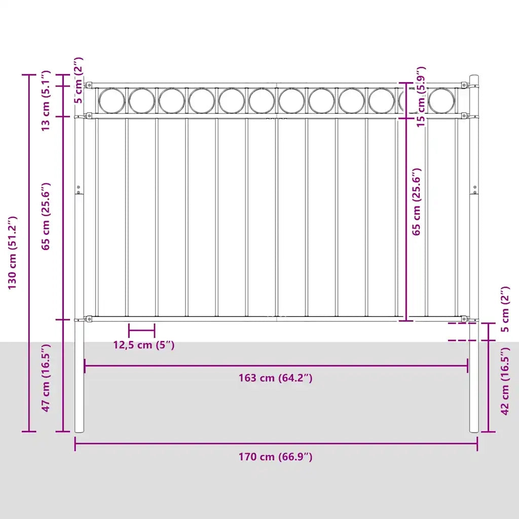 Elemento Recinzione Assen Grigio 170 x 130 cm Acciaio 42003908