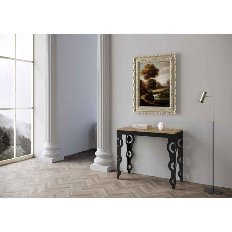 Consolle allungabile 90x40/196 cm Karamay Small Evolution telaio Antracite - Quercia Natura