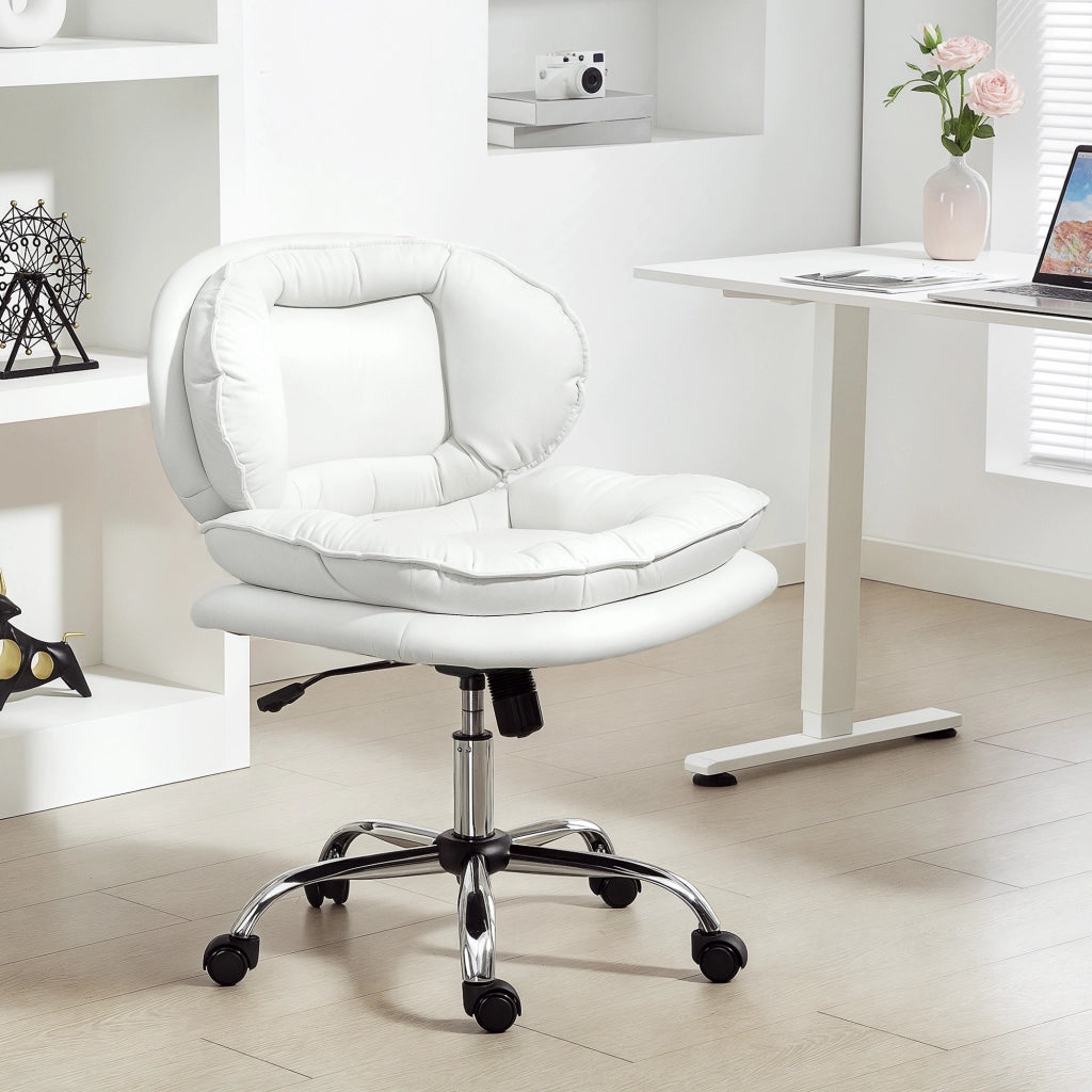 Sedia da Ufficio con Schienale Imbottita e Ruote ¨C Minimal ¨C Bianco