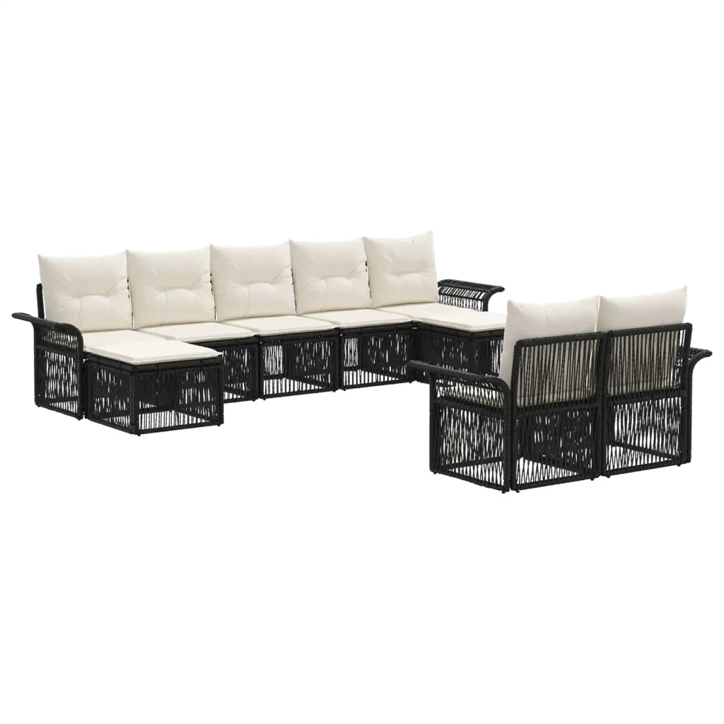Set Divano da Giardino 9 pz Nero polyrattan 3434956